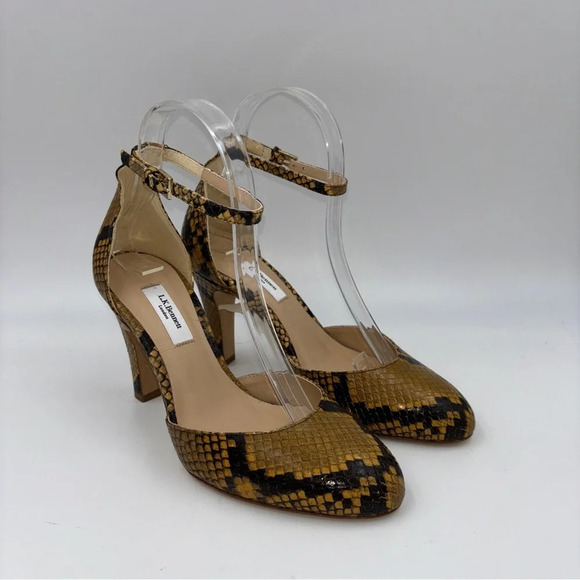 New! LK Bennett Xandra snakeskin-print leather ankle strap courts heels - Picture 3 of 7